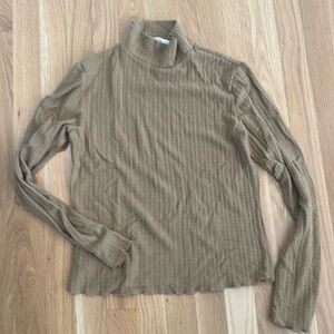 Mango tan mock neck long sleeve top size medium